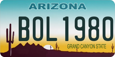AZ license plate BOL1980
