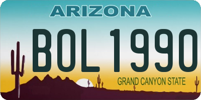 AZ license plate BOL1990