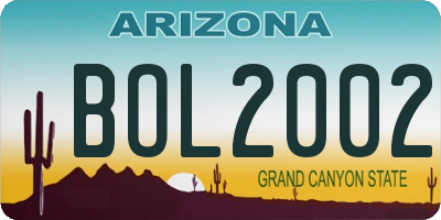 AZ license plate BOL2002