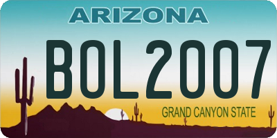 AZ license plate BOL2007