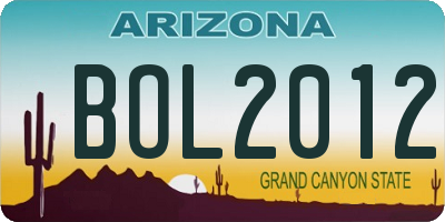AZ license plate BOL2012
