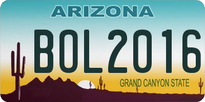 AZ license plate BOL2016