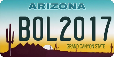 AZ license plate BOL2017