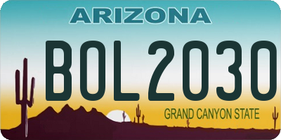 AZ license plate BOL2030