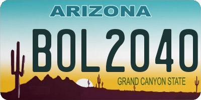 AZ license plate BOL2040
