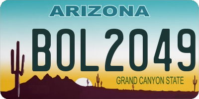 AZ license plate BOL2049