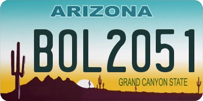 AZ license plate BOL2051