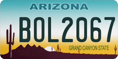 AZ license plate BOL2067