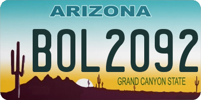 AZ license plate BOL2092