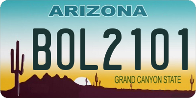 AZ license plate BOL2101