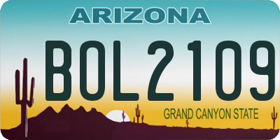 AZ license plate BOL2109
