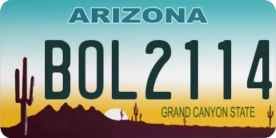 AZ license plate BOL2114