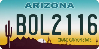 AZ license plate BOL2116