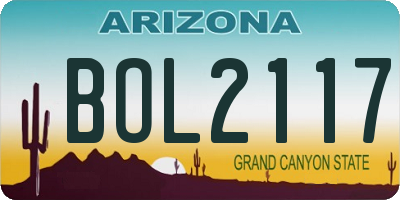 AZ license plate BOL2117
