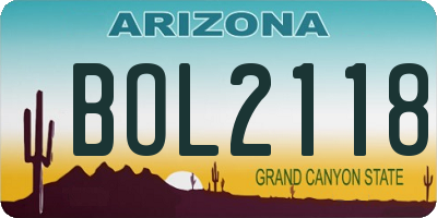 AZ license plate BOL2118