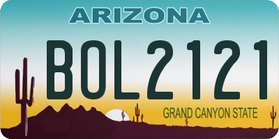 AZ license plate BOL2121