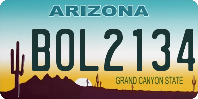 AZ license plate BOL2134