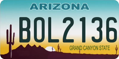 AZ license plate BOL2136