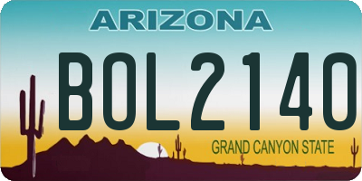 AZ license plate BOL2140