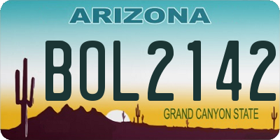 AZ license plate BOL2142