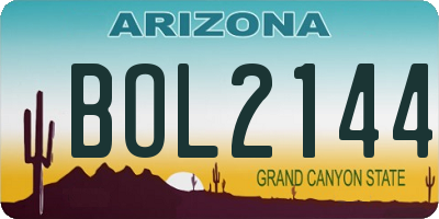 AZ license plate BOL2144