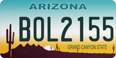 AZ license plate BOL2155