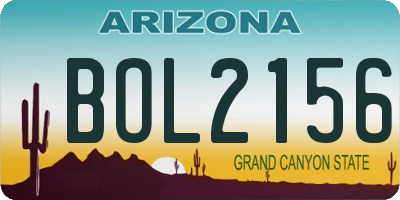 AZ license plate BOL2156