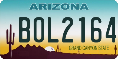 AZ license plate BOL2164