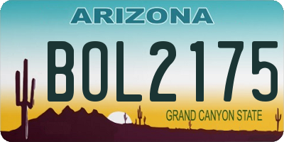AZ license plate BOL2175