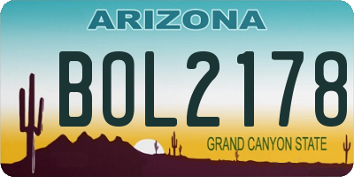 AZ license plate BOL2178