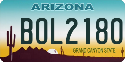 AZ license plate BOL2180