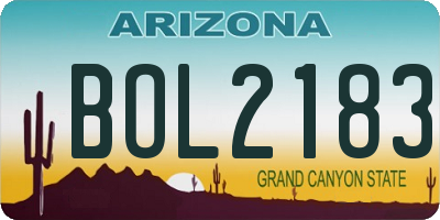 AZ license plate BOL2183
