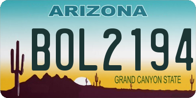 AZ license plate BOL2194