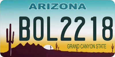 AZ license plate BOL2218