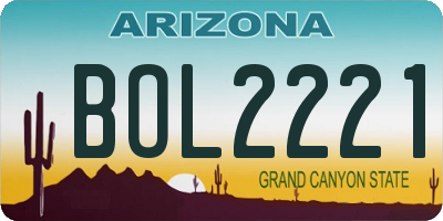 AZ license plate BOL2221