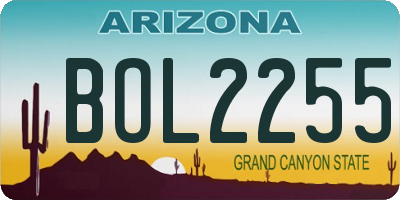 AZ license plate BOL2255