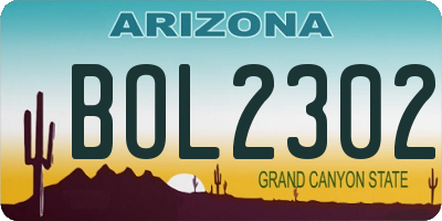 AZ license plate BOL2302