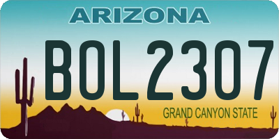 AZ license plate BOL2307