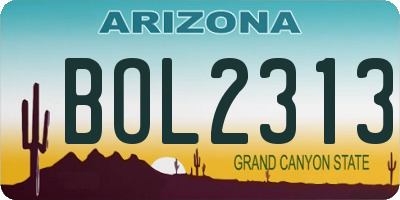 AZ license plate BOL2313