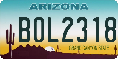 AZ license plate BOL2318