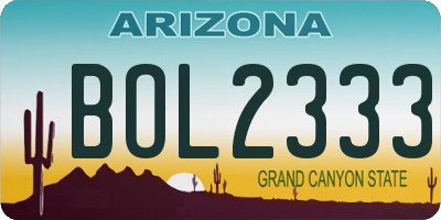 AZ license plate BOL2333