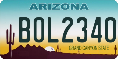 AZ license plate BOL2340