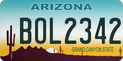 AZ license plate BOL2342