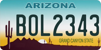 AZ license plate BOL2343