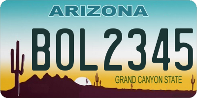 AZ license plate BOL2345