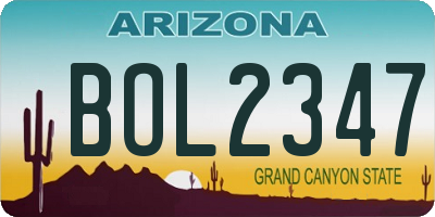AZ license plate BOL2347