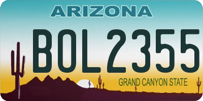 AZ license plate BOL2355