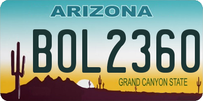 AZ license plate BOL2360