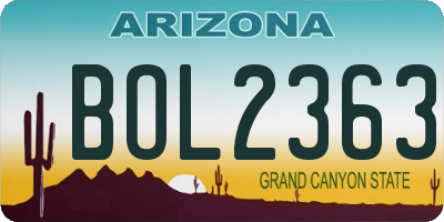 AZ license plate BOL2363