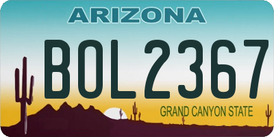 AZ license plate BOL2367